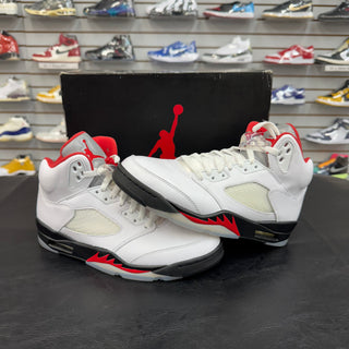 Jordan 5 Fire Red Silver Tongue