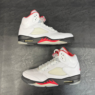 Jordan 5 Fire Red Silver Tongue