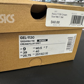 Asics Gel 1130 Cream Silver Preowned Size 9W